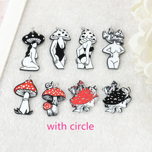 8Pcs Goth Mushroom Charms Bikini Girl Swimsuit Cartoon Figure Jewelry Findings