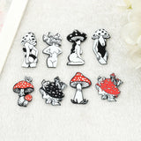 8Pcs Goth Mushroom Charms Bikini Girl Swimsuit Cartoon Figure Jewelry Findings