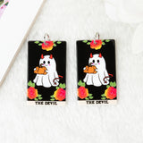8Pcs Halloween Ghost Tarot Card Charms Acrylic Pendant DIY Making