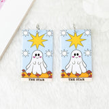 8Pcs Halloween Ghost Tarot Card Charms Acrylic Pendant DIY Making