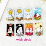 8Pcs Halloween Ghost Tarot Card Charms Acrylic Pendant DIY Making