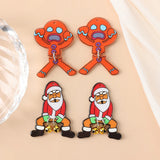 8Pcs Christmas Bells Charms Acrylic Gingerbread Man Santa Claus Pendant