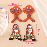 8Pcs Christmas Bells Charms Acrylic Gingerbread Man Santa Claus Pendant