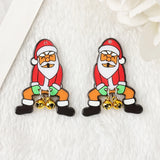 8Pcs Christmas Bells Charms Acrylic Gingerbread Man Santa Claus Pendant