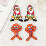 8Pcs Christmas Bells Charms Acrylic Gingerbread Man Santa Claus Pendant