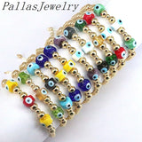 8Pcs Evil Eye Lampwork Glass Bracelet Bohemia Plated Beaded Adjustable Braided