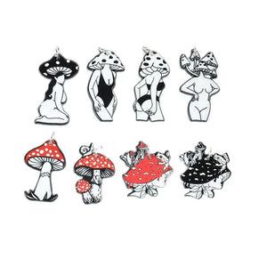 8Pcs Magic Mushroom Charms Acrylic Body Jewelry Findings DIY Accessories