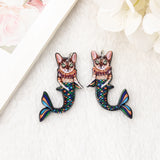 8Pcs Mermaid Cat Charms for DIY Jewelry Making
