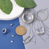 8Pcs Mixed Shape Alloy Hoop Earrings with 2Pcs Stud Earrings for Women Silver