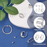 8Pcs Mixed Shape Alloy Hoop Earrings with 2Pcs Stud Earrings for Women Silver