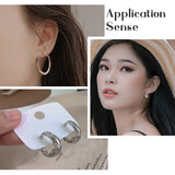 8Pcs Mixed Shape Alloy Hoop Earrings with 2Pcs Stud Earrings for Women Silver