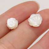 8Pcs Natural Mother Of Pearl Carved-flowered Shell Beads For DIY Jewelry