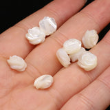 8Pcs Natural Mother Of Pearl Carved-flowered Shell Beads For DIY Jewelry