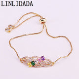 8Pcs Rainbow Colorful Crystal Zirconia Bracelets CZ Micro Pave Jewelry