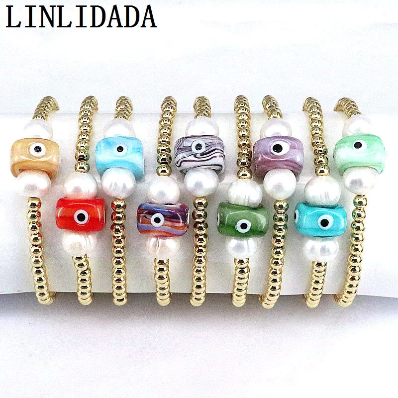 Colorful Lucky Eye Copper Bracelet with 18k Beads