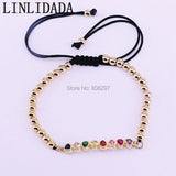 8Pcs Women Bracelet Rainbow CZ Macrame Charm Jewelry Gift