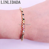 8Pcs Women Bracelet Rainbow CZ Macrame Charm Jewelry Gift