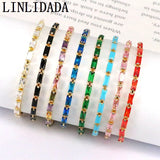 Colorful CZ Baguette Tennis Bracelet Women Gift