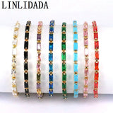 Colorful CZ Baguette Tennis Bracelet Women Gift