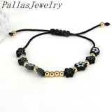 8Pcs Lampwork Flower Charms Bracelet String Rope Braided Bracelets