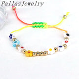 8Pcs Lampwork Flower Charms Bracelet String Rope Braided Bracelets