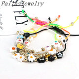 8Pcs Lampwork Flower Charms Bracelet String Rope Braided Bracelets
