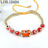 8Pcs Colorful Evil Eye Bracelets Plated Beaded Rope Bracelet