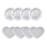 8Pcs Resin Coaster and Round Silicone Mold Set with Diamond Edge Stand Mold
