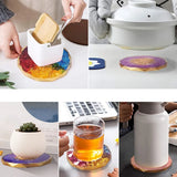 8Pcs Resin Coaster and Round Silicone Mold Set with Diamond Edge Stand Mold