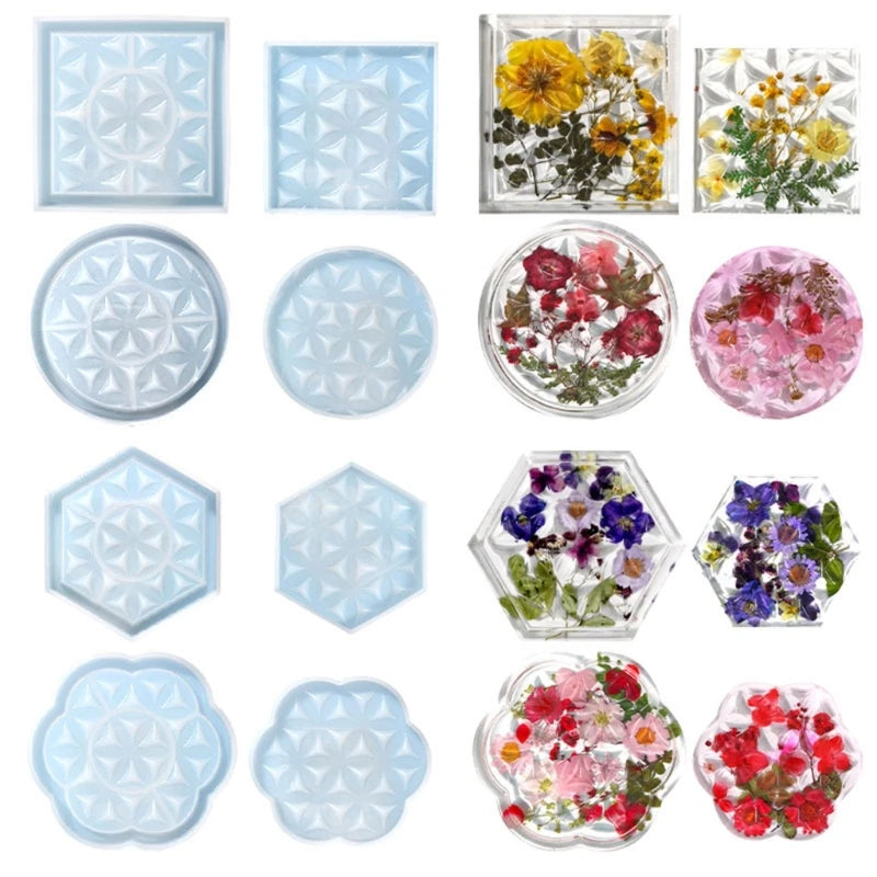 8Pcs Resin Geometric Storage Tray Moulds for DIY Crafts