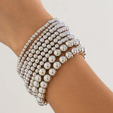 8Pcs Boho CCB Ball Chain Bracelets for Women Hand Friends Jewelry