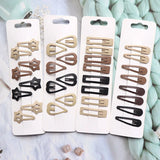 8Pcs Coffee Geometric Stars Snap Hair Clips Girls Women Hair Accessories