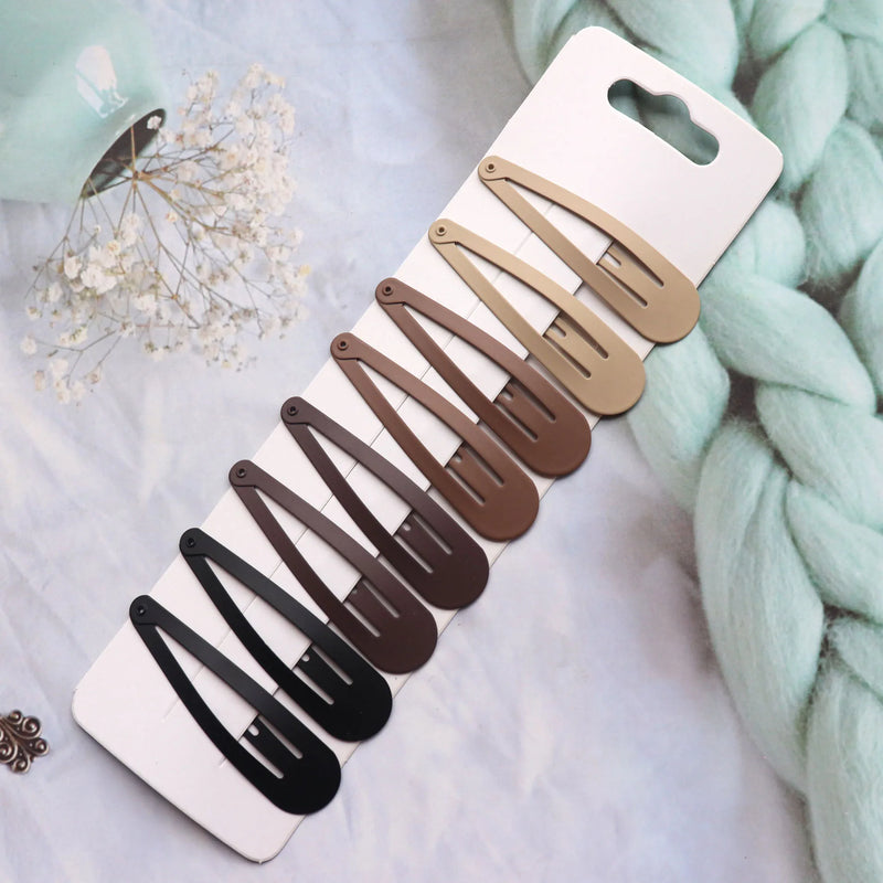 8Pcs Coffee Geometric Stars Snap Hair Clips Girls Women Hair Accessories