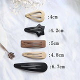 8Pcs Coffee Geometric Stars Snap Hair Clips Girls Women Hair Accessories