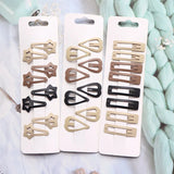8Pcs Coffee Geometric Stars Snap Hair Clips Girls Women Hair Accessories