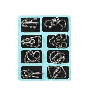 8Pcs Metal Montessori Puzzle Wire IQ Mind Brain Teaser Puzzles