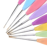 8Pcs Plastic Handle Sewing Kit Weave Crochet Hooks Aluminum Knitting Needles