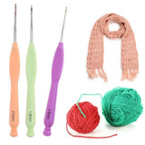 8Pcs Plastic Handle Sewing Kit Weave Crochet Hooks Aluminum Knitting Needles