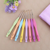 8Pcs Plastic Handle Sewing Kit Weave Crochet Hooks Aluminum Knitting Needles