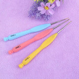 8Pcs Plastic Handle Sewing Kit Weave Crochet Hooks Aluminum Knitting Needles