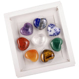 8Pcs Heart Shaped Worry Stone Set Healing Crystal Chakra Balancing Yoga