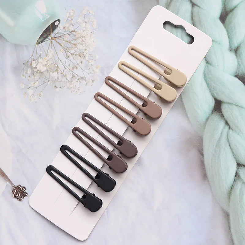8Pcs/Set Vintage Frosted Hairpins Alloy Hair Clips Female Accessories
