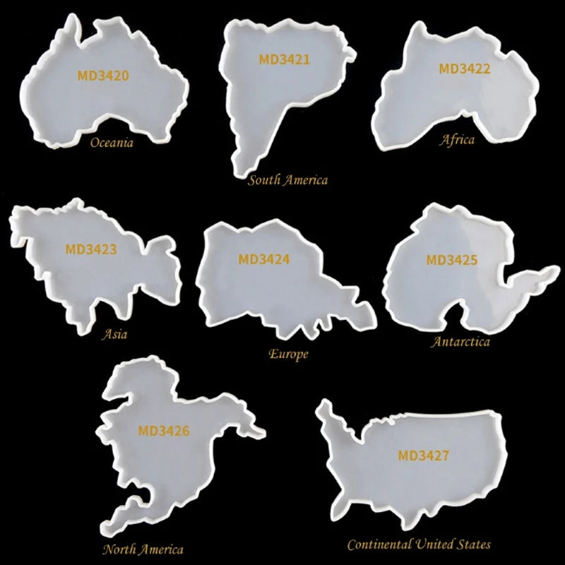 8Pcs World Map Coaster Resin Mold for Epoxy Resin