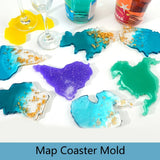 8Pcs Continent Map Coaster Resin Mold Silicone Tray Epoxy Resin Mold