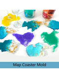 8Pcs World Map Coaster Resin Mold Oceania Africa Europe Asia Silicone Tray Epoxy
