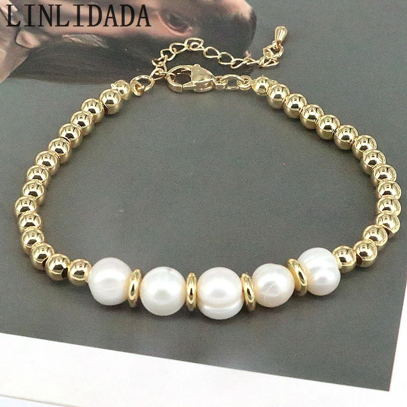 8Pcs Freshwater Pearl Beaded Bracelet Adjustable Wedding Jewelry