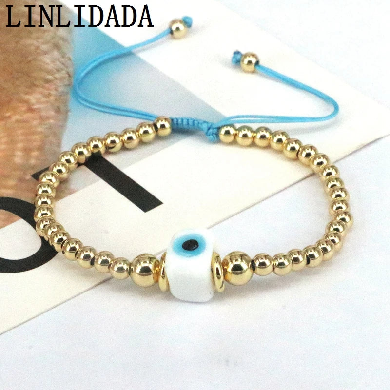 8Pcs Turkey Eye Lampwork Beaded Bracelet for Women Men
