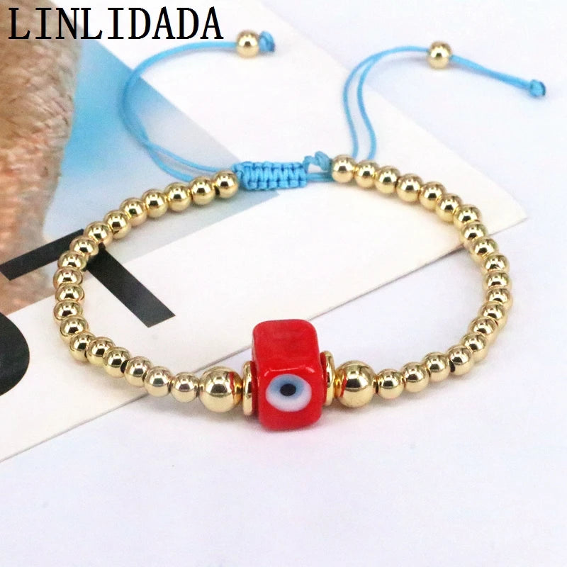 8Pcs Turkey Eye Lampwork Beaded Bracelet for Women Men