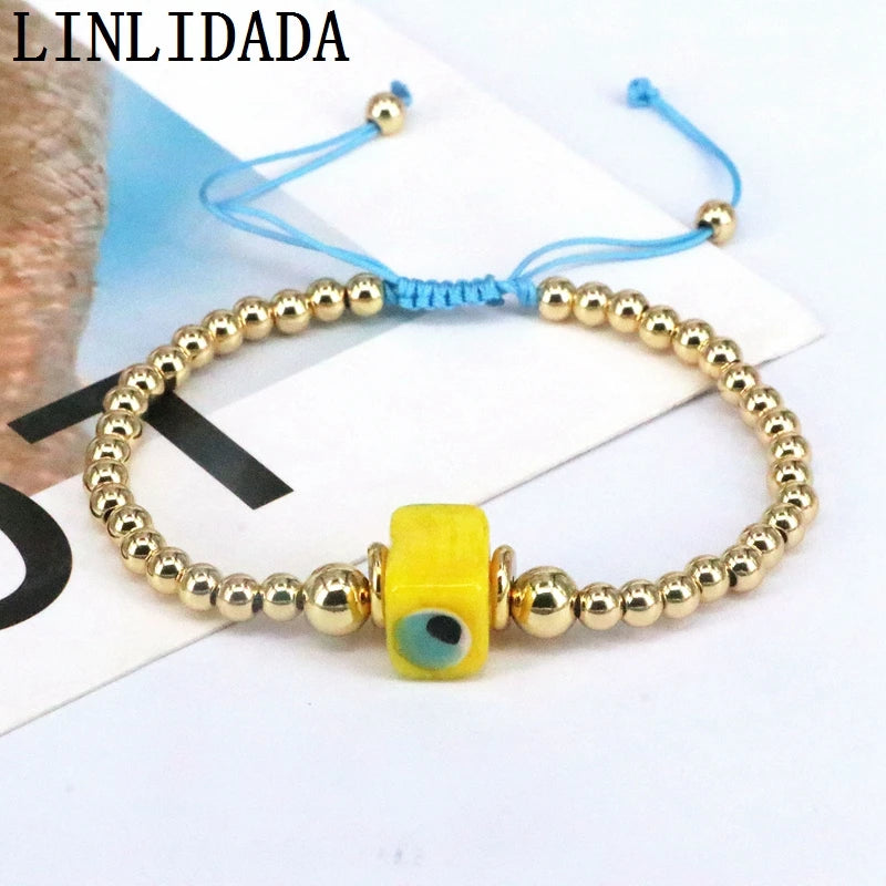 8Pcs Turkey Eye Lampwork Beaded Bracelet for Women Men