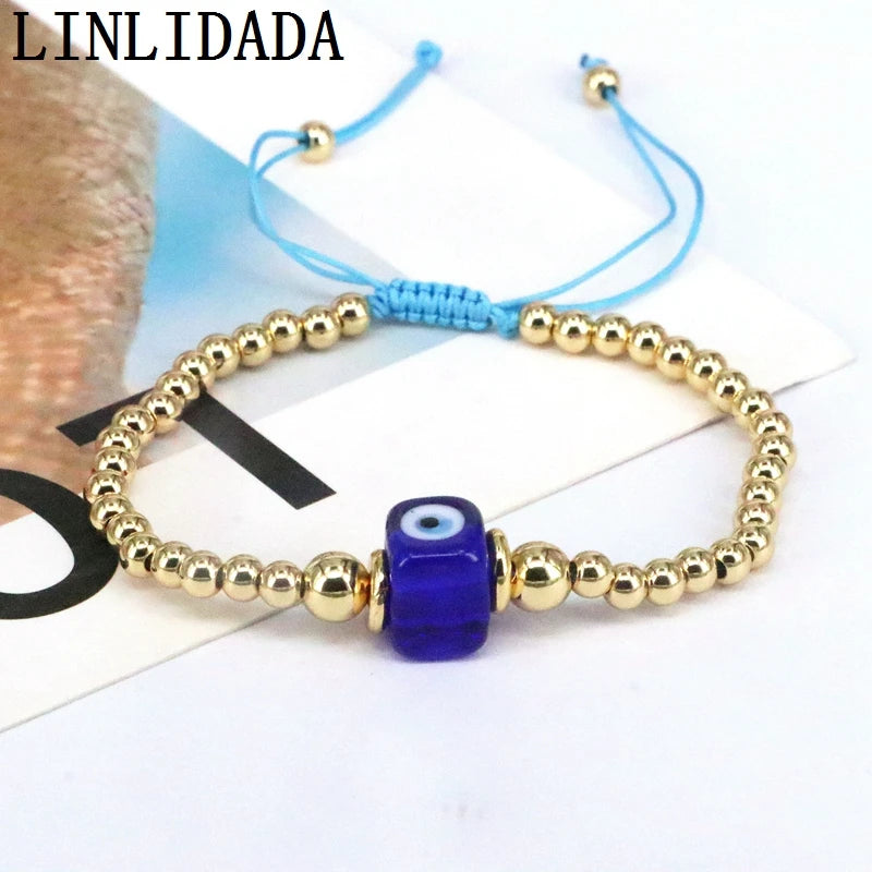 8Pcs Turkey Eye Lampwork Beaded Bracelet for Women Men